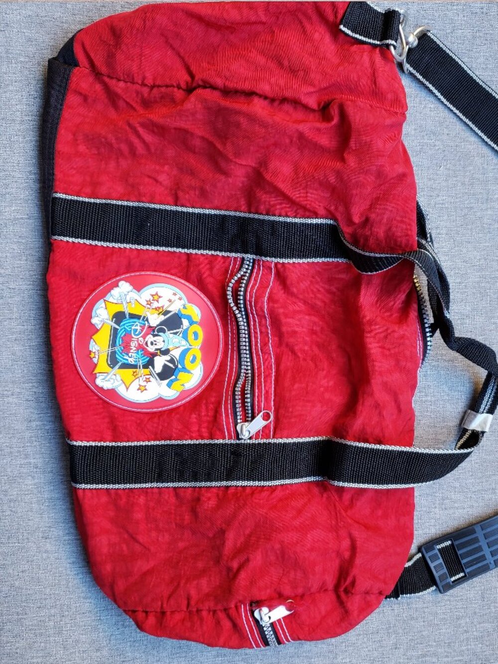 EUC VINTAGE Disney Mickey Mouse Duffle Bag Large Red Black Retro Y2K Travel Gym